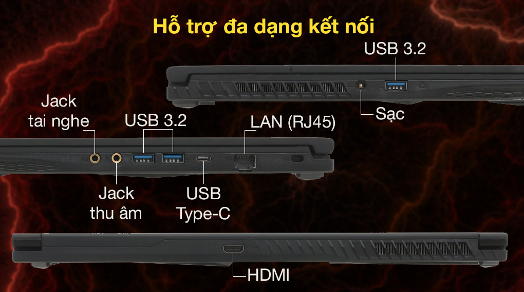 Laptop MSI Gaming GF63 10SC 468VN hỗ trợ đa dạng kết nối