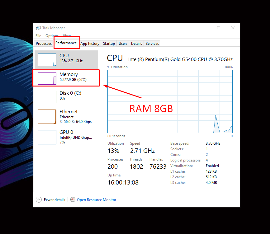 xem thông số RAM